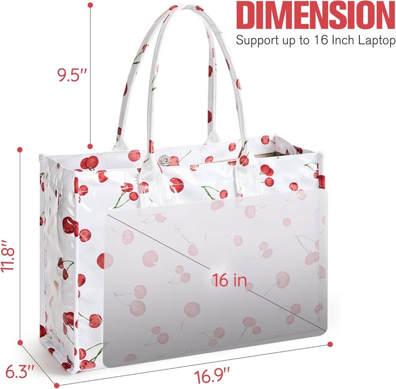 KALIDI FANCY FOREST KALIDI PVC Tote Bag Women’s Kraft Paper Work Handbags Purses with Top Handle - Image 4